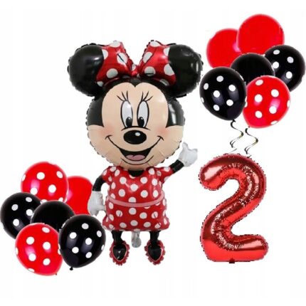 Set baloane aniversare, Model Minnie Mouse, Multicolor, 2 ani+