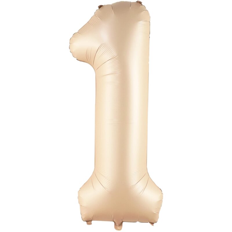 Balon din folie cifra 1, culoare satin crem bej, It's Party Time, 100 cm