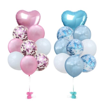 Buchet 20 Baloane Aniversare, Roz / Bleu, It's Party Time