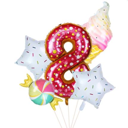 Set 5 baloane, folie gigant cifra 8, inaltime 80 cm, decor party