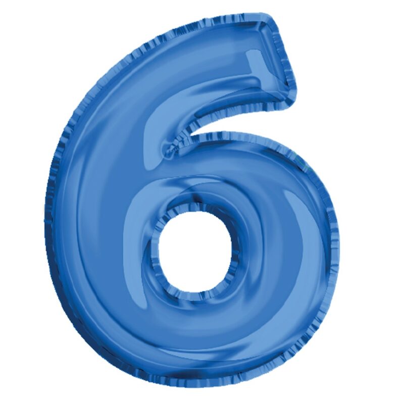Balon din Folie de aluminiu, Albastru, Cifra 6, diametru 40 cm, Robentoys
