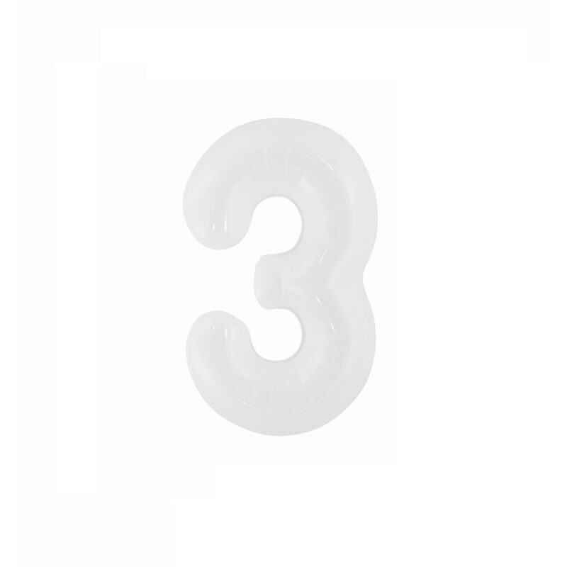 Balon din folie metalizata, Cifra 3, 100 cm, Alb