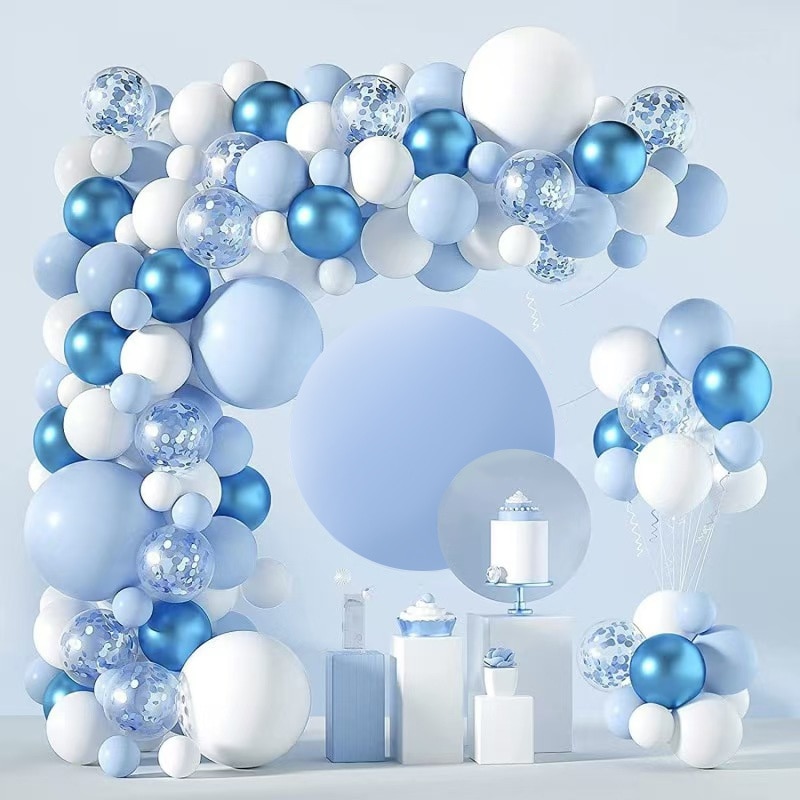 Set Baloane Petrecere, Latex Natural, Multicolor, 116 buc, Calitate Premium, Profesionale si Rezistente, Ideale Pentru Aniversari sau Petreceri de Neuitat,, Albastru-Alb