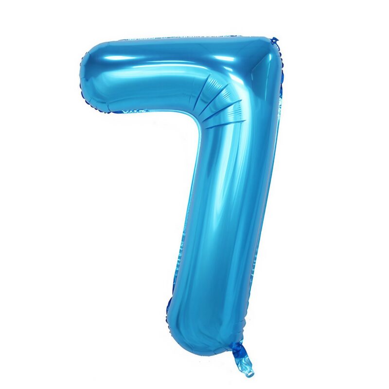 Balon din Folie Flippy, Cifra 7, 81 cm, Pentru Aer sau Heliu, Albastru