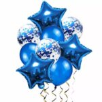 Set 9 Baloane Aniversare, culoare albastru, It's Party Time