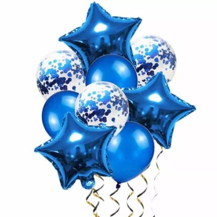 Set 9 Baloane Aniversare, culoare albastru, It's Party Time