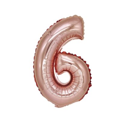 Balon din folie metalizata, Cifra 6, 100 cm, Rose Gold