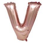 Balon din folie metalizata Rose Gold, Mirific Party, Litera V, 40 cm, Coral, roz