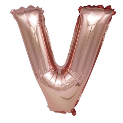 Balon din folie metalizata Rose Gold, Mirific Party, Litera V, 40 cm, Coral, roz
