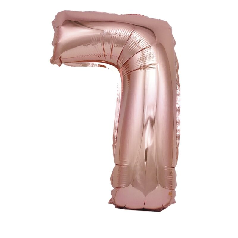 Balon din folie metalizata Rose Gold, Mirific Party, Cifra 7, 40 cm, Coral, roz