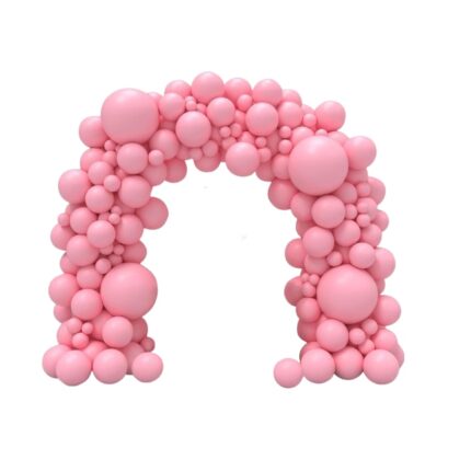 Suport pentru baloane, arcada cu baloane incluse, 2, 7 m x 3, 2 m, saculeti contragreutate, pompa manuala, banda si accesorii, decoratiuni petreceri, evenimente, nunta, botez, tematica roz