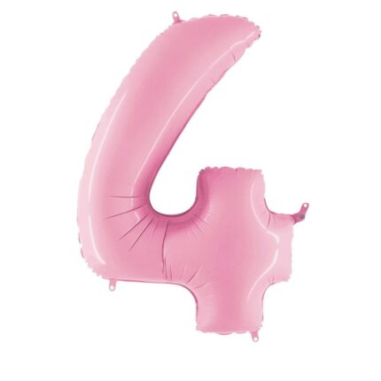Balon din folie cifra 4, culoare roz pastel, 81 cm, It's Party Time