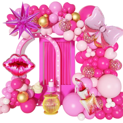 Set arcada baloane decorative Printesa Barbie 184 piese, ANTADESIM, aranjament pentru petrecere, ideal pentru botez sau alte aniversari, calitate latex Extra, Roz