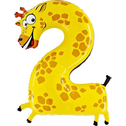 Balon Folie Animaloons Cifra 2, Girafa, 102 cm, 42-0WE