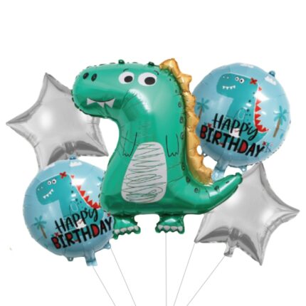 Set 5 Balone, Folie Aluminiu, Dinozaur, Robentoys