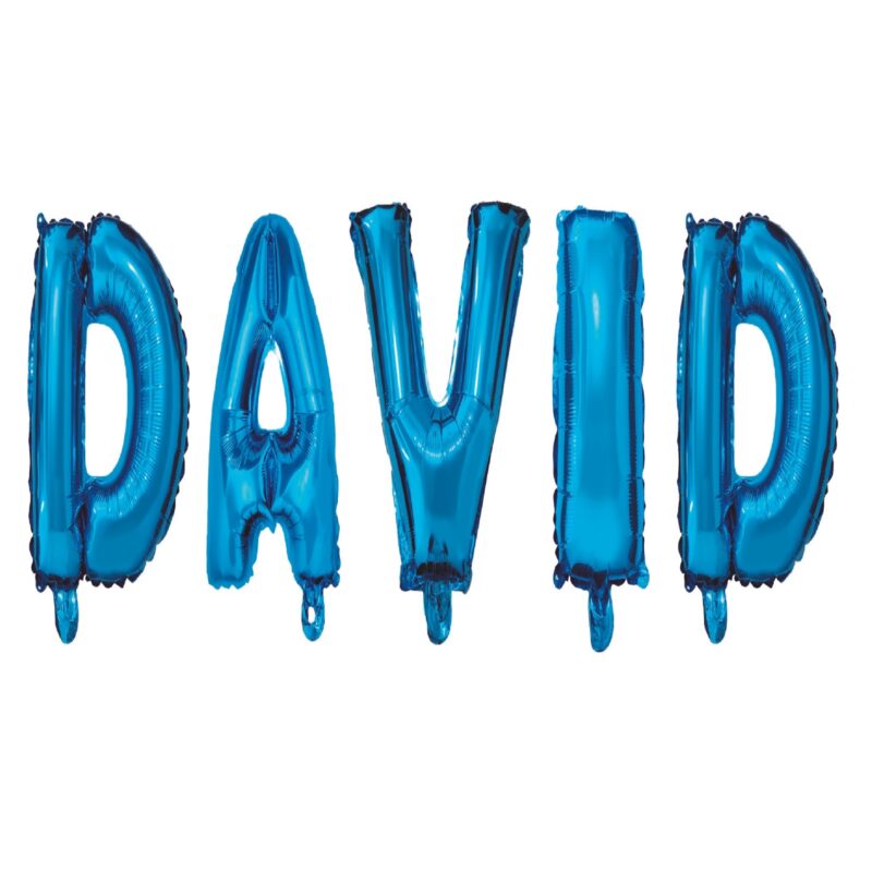 Set Baloane Litere Nume David, Albastru, Wili Topper Rom, 40Cm