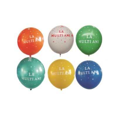 Set 20 Baloane latex cu inscriptia La multi ani, Multicolor, 30 cm