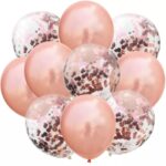 Set 10 baloane cu confetti, culoare rose gold, 30 cm, It's Party Time