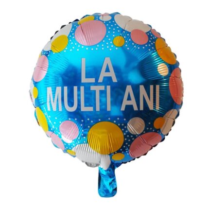 Balon folie rotund, La Multi Ani, 45 cm, Albastru