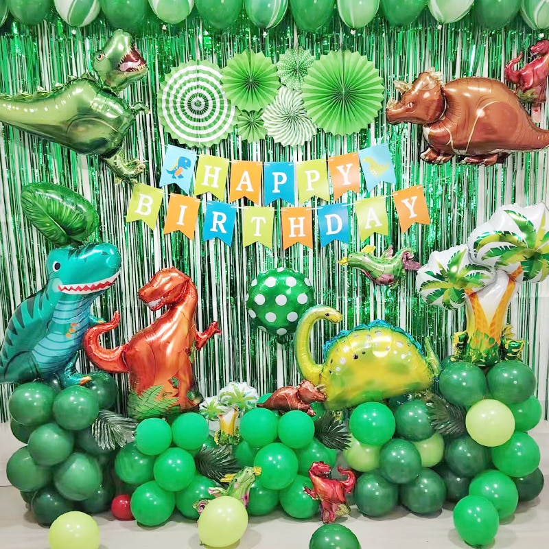Set pentru Petrecere cu Tematica Dinozauri, Balon Arcada, Decoratiuni, Verde, Multicolor