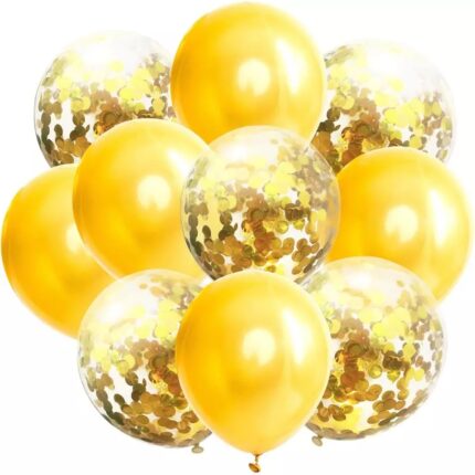 Set 10 baloane cu confetti, culoare auriu, 30 cm, It's Party Time