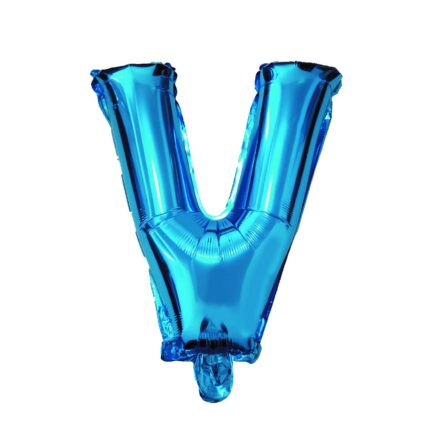 Balon din folie metalizata Albastru, Mirific Party, Litera V, 40 cm