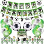 Set baloane si decoratiuni aniversare copii pentru copii baieti, 37 piese, tematica fotbal, minge, verde