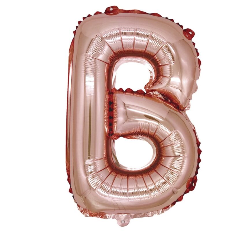 Balon din folie metalizata Rose Gold, Mirific Party, Litera B, 40 cm, Coral, roz