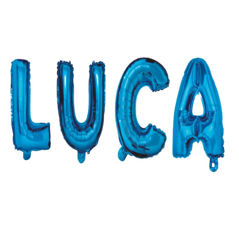 Set Baloane Litere Nume Luca, Albastru, Wili Topper Rom, 40Cm