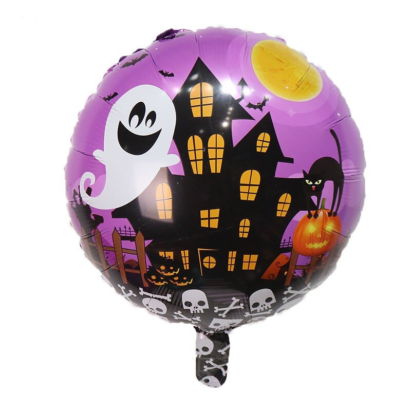 Balon folie Castel si Fantoma Halloween, It's Party Time, rotund, 45 cm