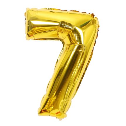 Balon din Folie Flippy, Cifra 7, 81 cm, Pentru Aer sau Heliu, Auriu