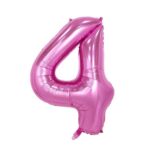 Balon din Folie Flippy, Cifra 4, 81 cm, Pentru Aer sau Heliu, Mov