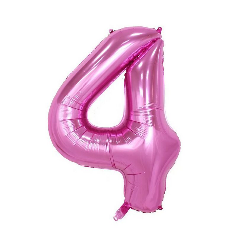 Balon din Folie Flippy, Cifra 4, 81 cm, Pentru Aer sau Heliu, Mov