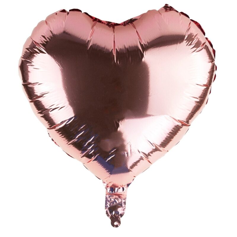 Balon din folie, model inima, roz, 37x37cm, decorativ pentru petreceri