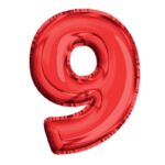 Balon din Folie de aluminiu, Rosu, Cifra 9, diametru 40 cm, Robentoys