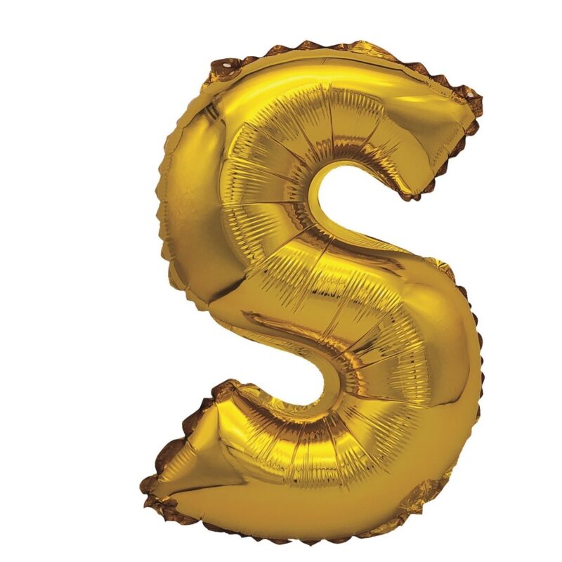 Balon din folie metalizata aurie, Mirific Party, Litera S, 40 cm, Gold