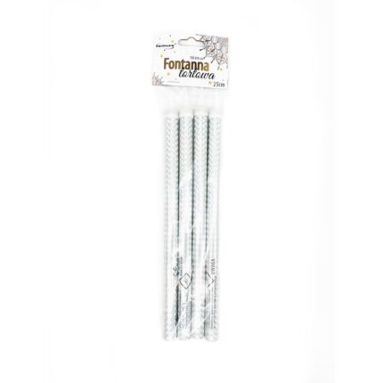 Set 4 artificii pentru tort, 25 cm, Argintiu