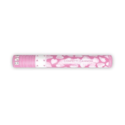 72 Tuburi confetti cu inimi, 40cm, Alb