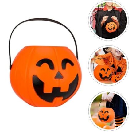 Galetusa dovleac, Zola®, pentru Halloween, din plastic, portocalie, 15 x 13 cm