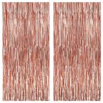 Set 2 Bucati Perdea Decorativa Teno®, din folie rose gold metalizat, pentru petreceri aniversare