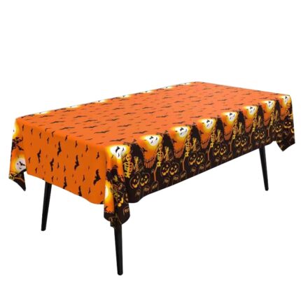 Fata de masa pentru petrecerea de Halloween, 2260-9C, portocaliu/negru, 183 x 137 cm
