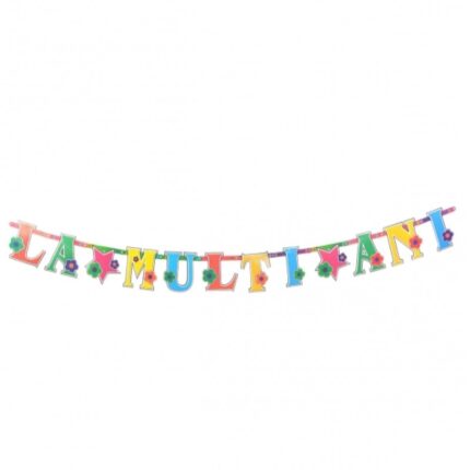 Banner La multi ani din carton, multicolor, 2,5 m