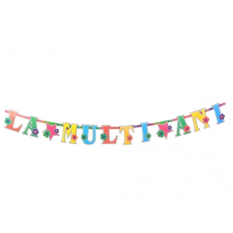 Banner La multi ani din carton, multicolor, 2,5 m