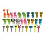 Set mini furculite decorative tort pentru copii, 30 buc, model animale, Happy Birthday, bebeLOGIC™