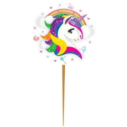 Set 10 Figurine pentru Briose Rainbow Unicorn, UN2622, Multicolor