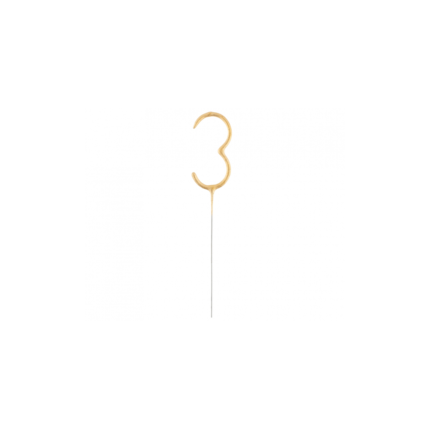 Lumanare scanteietoare, auriu, 17 cm Cifra 3