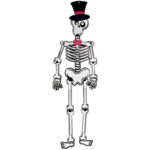 Decoratiune Eventy pentru Halloween, Schelet cu joben, 92 cm