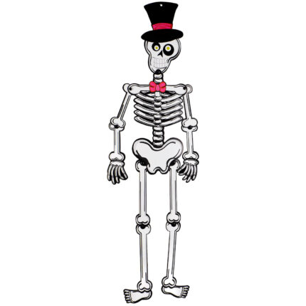 Decoratiune Eventy pentru Halloween, Schelet cu joben, 92 cm