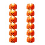 Set 12 Lumanari LED Fara Flacara, model Dovleac Halloween, Portocaliu, 4.5x4.5cm
