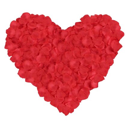 Set de petale artificiale de trandafir, Darklove, 2000 Bucati, Reutilizabile, Nu se decoloreaza, Usor de asortat, Decor romantic pentru nunta, cerere in casatorie, petrecere de aniversare, Material textil, 5x5 cm, Rosu